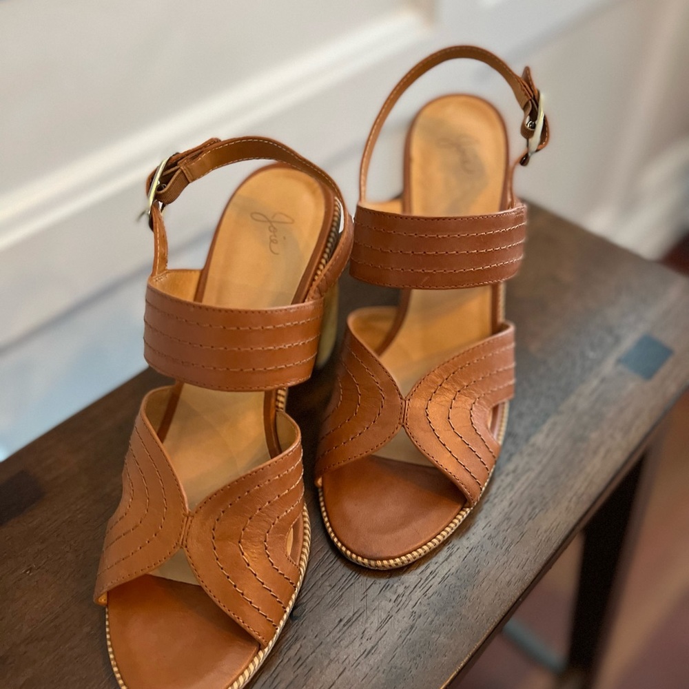 Joie Toned Wooden Block Heel Sandal Gem